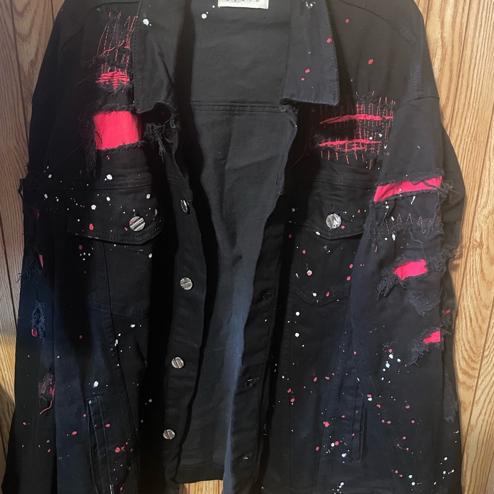 FWRD Stylish Black Jacket with Red and White Details